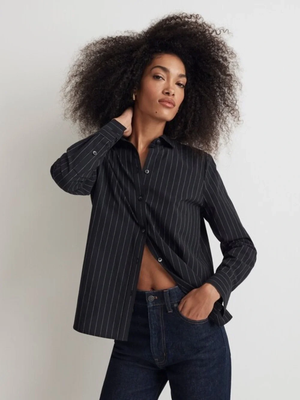 Madewell Signature Poplin Button-Up Shirt in Pinstripe